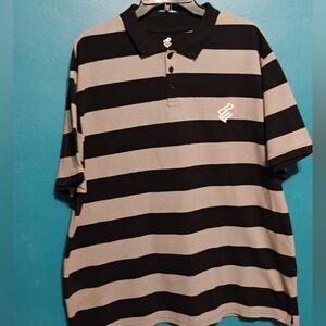 Striped Black and Gray Polo Shirt